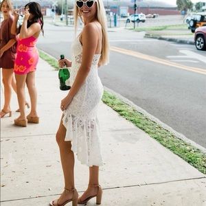 White lace midi dress